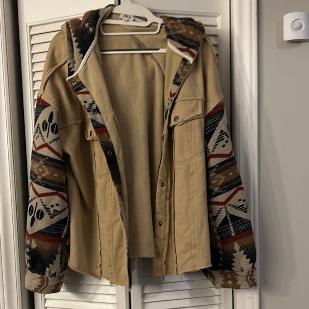 Tan Patterned Women's Jacket